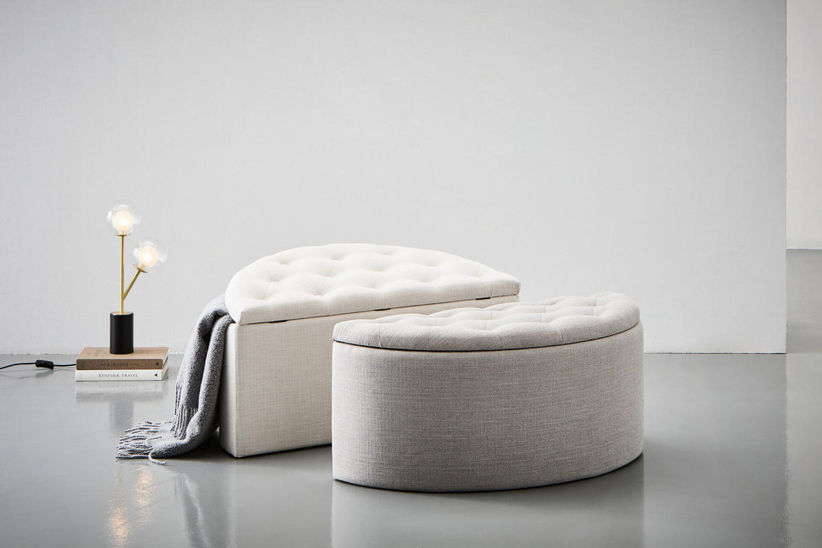 HOCKER in Textil, Holzwerkstoff Grau  - Grau, Design, Holzwerkstoff/Textil (100/44/42cm) - MID.YOU