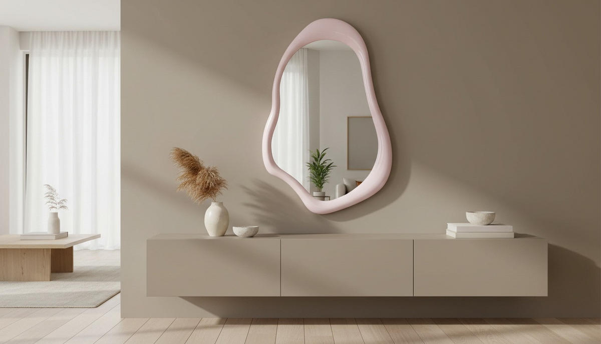 WANDSPIEGEL 60/90/4,5 cm    in wellenförmig  - Rosa, LIFESTYLE, Glas/Holzwerkstoff (60/90/4,5cm) - Novel