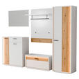 GARDEROBE 5-teilig  in 284/201/37 cm  - Eichefarben/Weiß, Design, Glas/Holzwerkstoff (284/201/37cm) - Xora