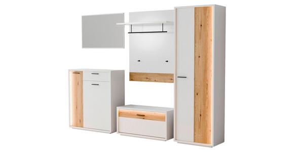 GARDEROBE 5-teilig  in 284/201/37 cm  - Eichefarben/Weiß, Design, Glas/Holzwerkstoff (284/201/37cm) - Xora