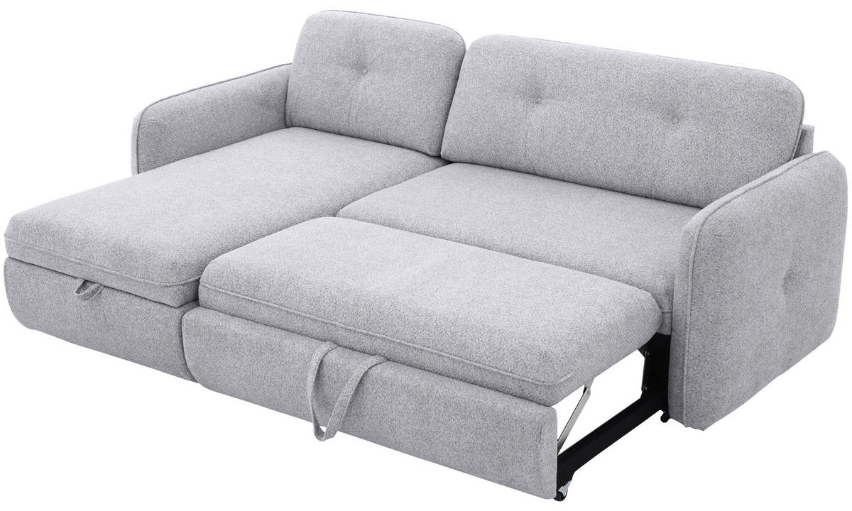 ECKSOFA Hellgrau Chenille  - Hellgrau/Schwarz, Design, Kunststoff/Textil (154/221cm) - Carryhome