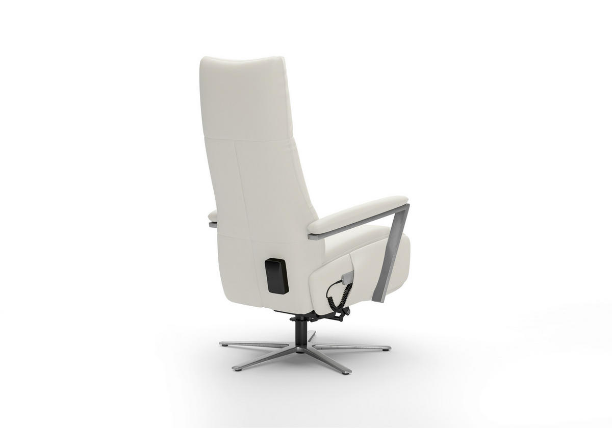 RELAXSESSEL Leder Weiss  - Weiss/Silberfarben, Basics, Leder/Metall (70/126/85cm) - Sit & More