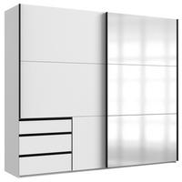 SCHWEBETÜRENSCHRANK 250/216/65 cm,  in Weiß, 2 Tür(en)  - Schwarz/Weiß, MODERN, Glas/Holzwerkstoff (250/216/65cm) - MID.YOU