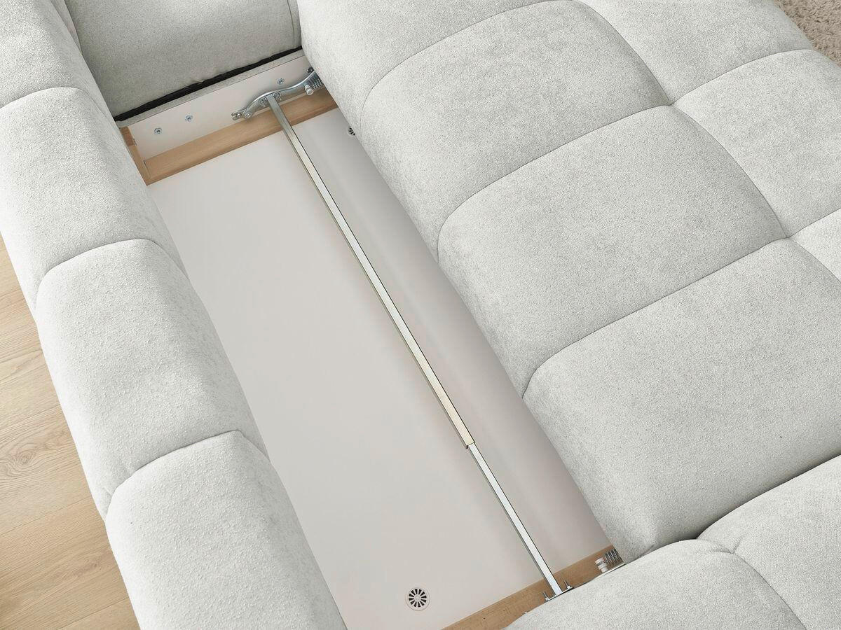 ECKSCHLAFSOFA EVEREST  mit Rücken echt, Armteil links, Armteil rechts Struktur Hellgrau  - Hellgrau/Schwarz, MODERN, Kunststoff/Textil (318/180cm) - Livetastic