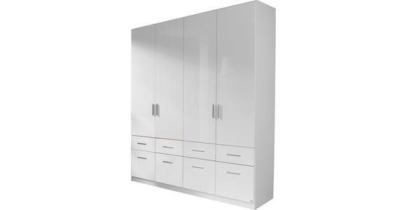 DREHTÜRENSCHRANK 181/210/54 cm 4-türig Weiß, Weiß Hochglanz  - Weiß Hochglanz/Alufarben, Design, Holzwerkstoff/Kunststoff (181/210/54cm) - Carryhome