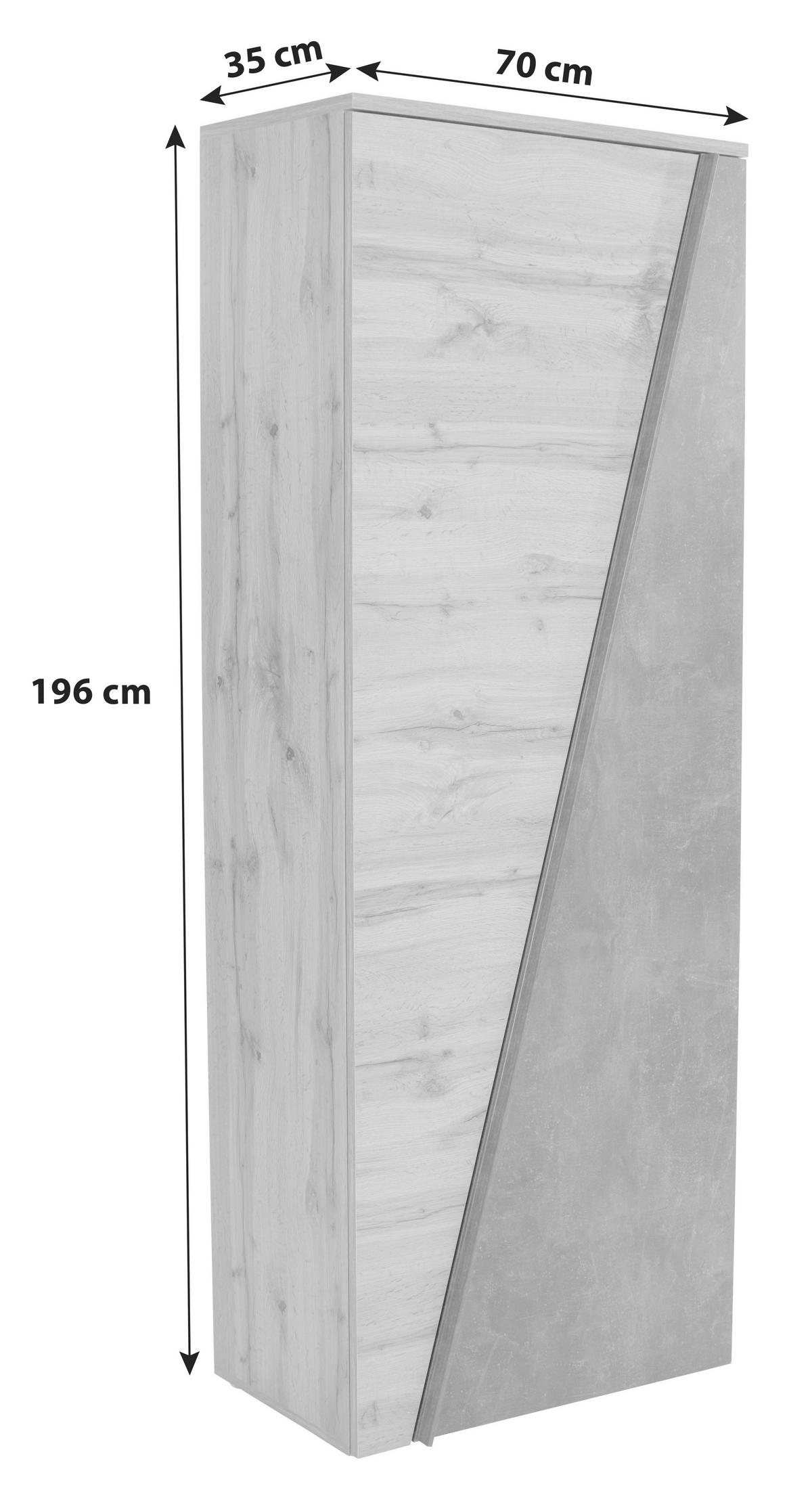 SCHUHSCHRANK Eichefarben, Dunkelgrau  - Eichefarben/Dunkelgrau, MODERN, Holzwerkstoff/Kunststoff (70/196/35cm) - MID.YOU