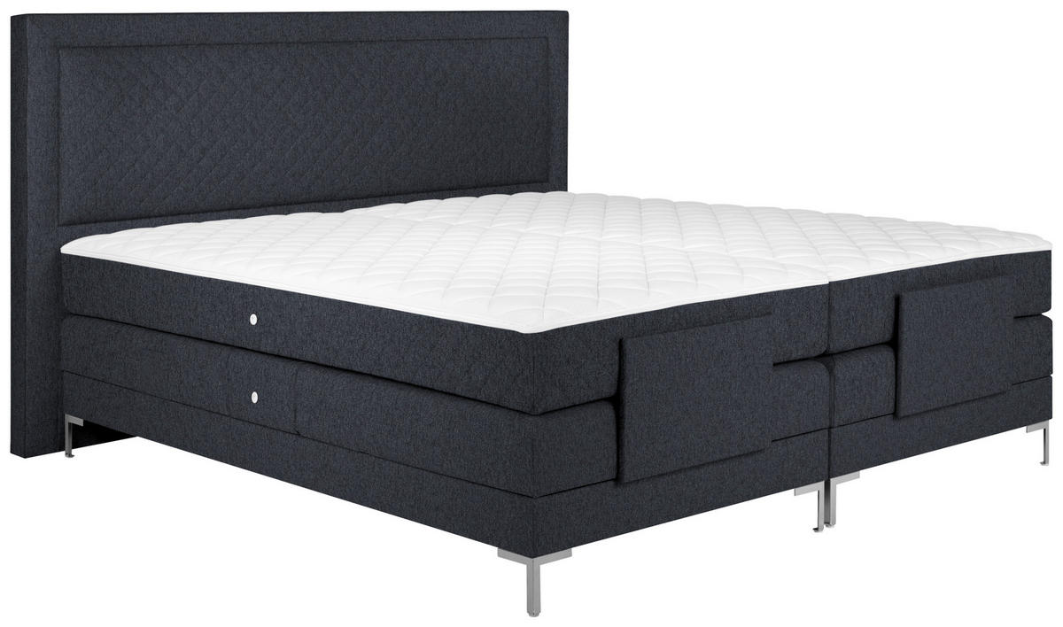 BOXSPRINGBETT 180/200 cm  in Graphitfarben  - Alufarben/Graphitfarben, Design, Textil/Metall (180/200cm) - Welnova