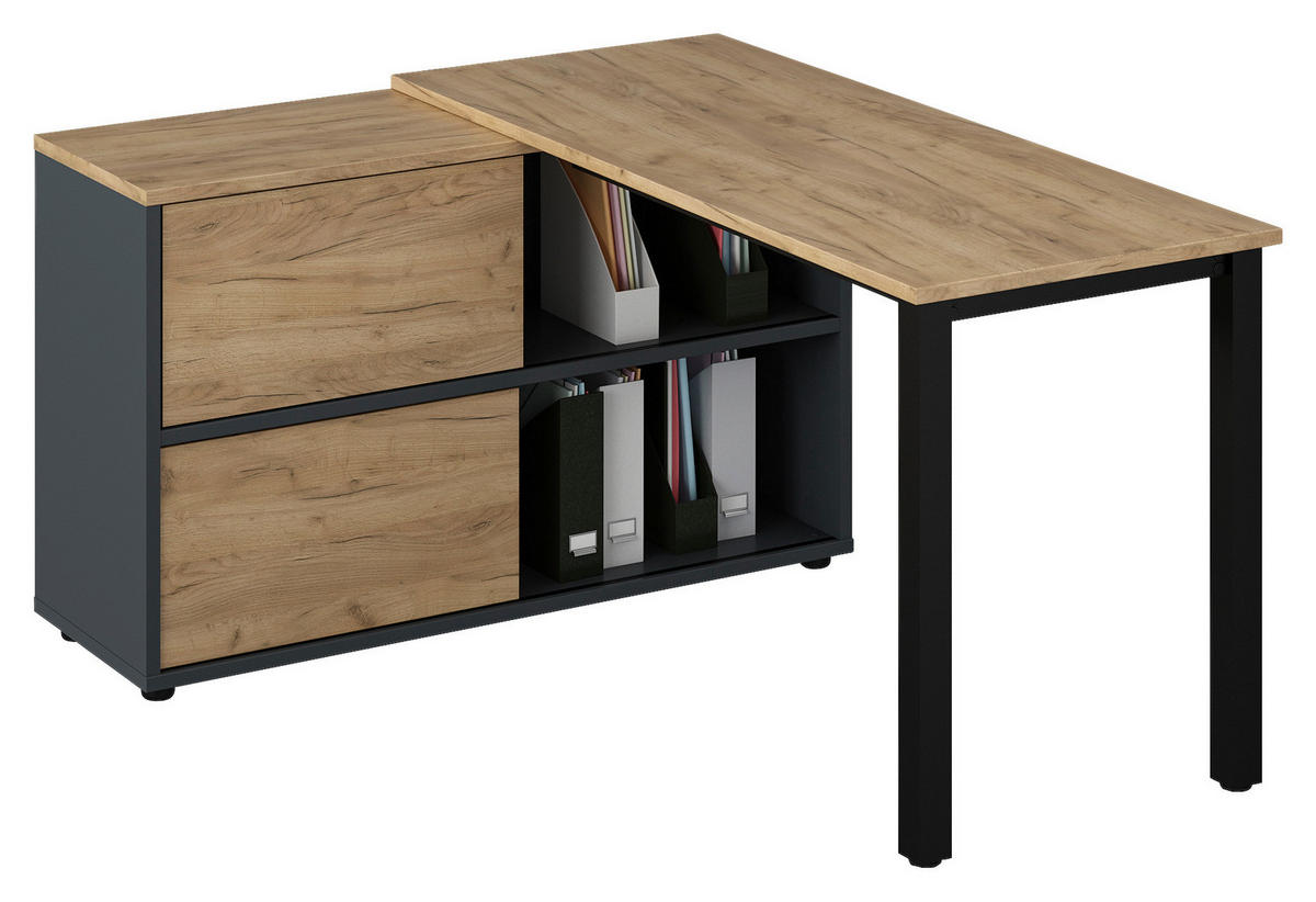 ROHOVÝ PÍSACÍ STÔL, 145/76/120 cm - Konventionell, kov/kompozitné drevo (145/76/120cm) - Voleo