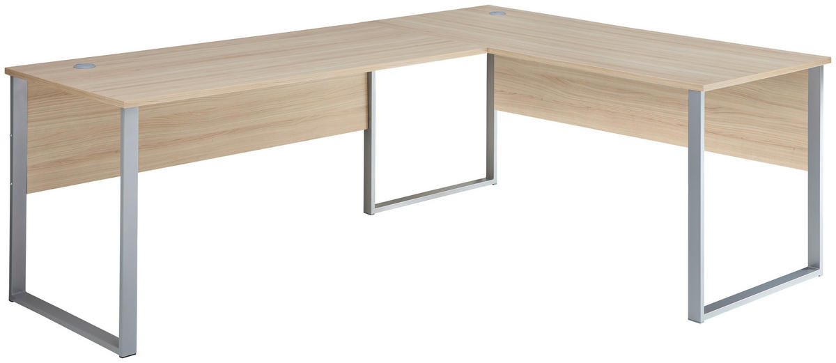 ECKSCHREIBTISCH 223/170/77 cm  in Eichefarben  - Eichefarben/Silberfarben, KONVENTIONELL, Holzwerkstoff (223/170/77cm) - Stylife