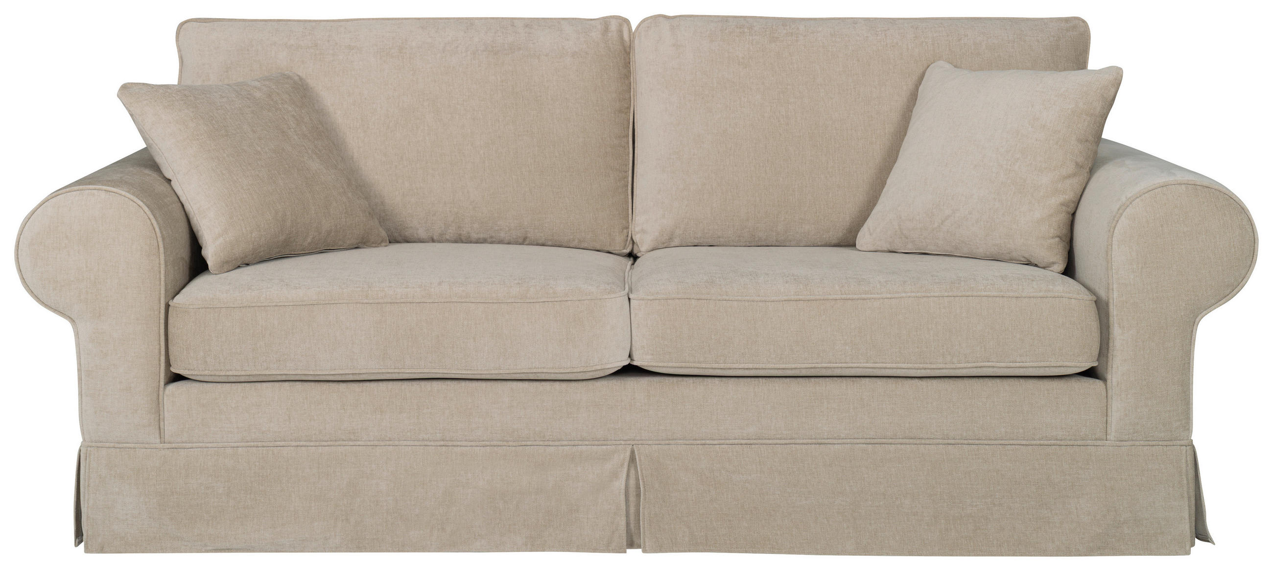 3-SITZER-SOFA Chenille Beige  - Beige/Naturfarben, Design, Holz/Textil (222/91/91cm)