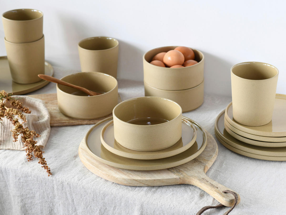 KOMPLETT SERVIS 16 delar  - sandfärgad, Trend, keramik - Creatable