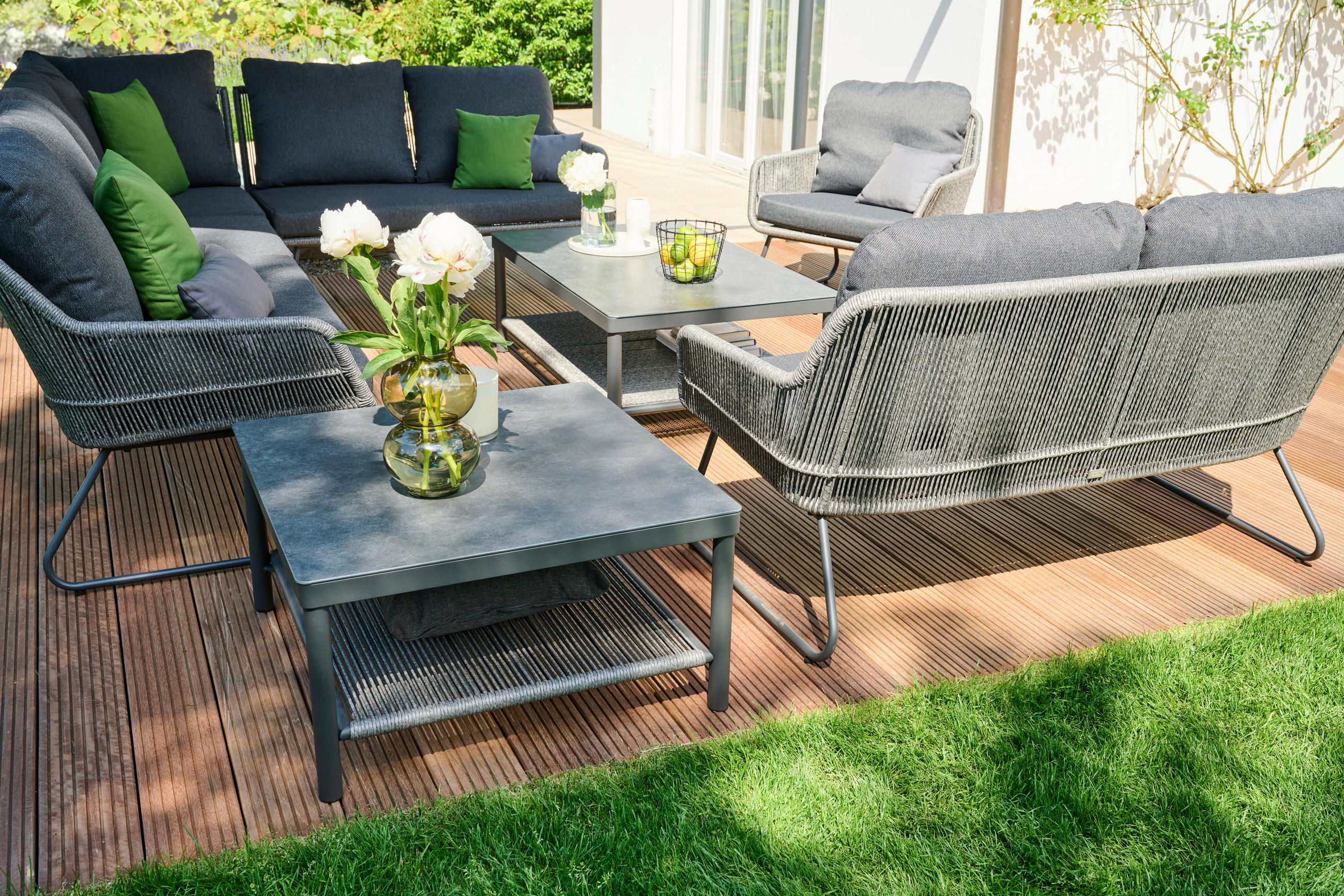 LOUNGEGARNITUR Aluminium  - Grau, Basics, Kunststoff/Textil (145/76/73,5cm) - Siena Garden