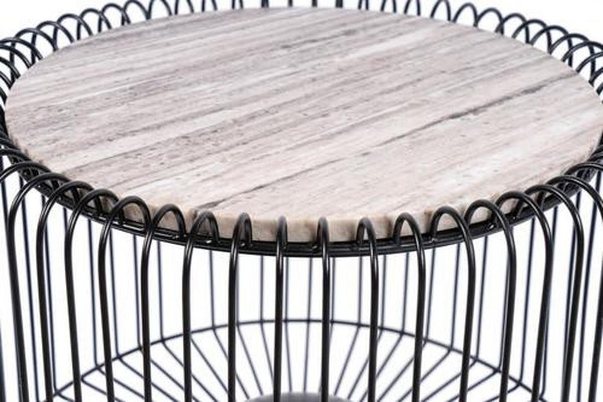 BEISTELLTISCH in Metall, Stein  - Goldfarben/Schwarz, Basics, Stein/Metall (51/56,5/51cm) - Kayoom
