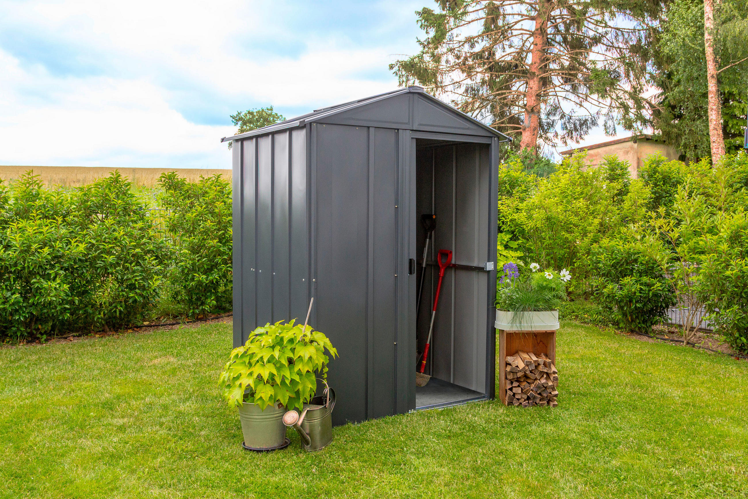 GERÄTEHAUS 151/198/122 cm  - Grau, Basics, Metall (151/198/122cm) - Ambia Garden