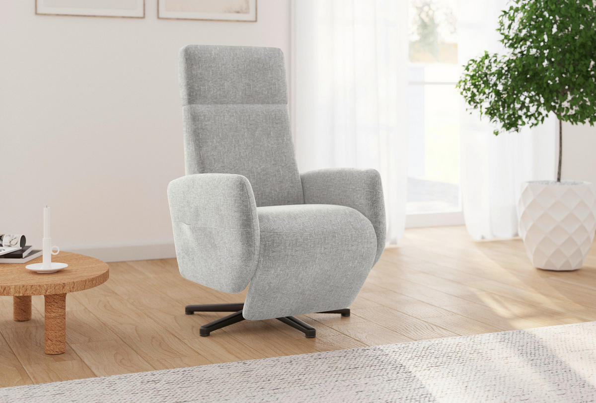 RELAXSESSEL Flachgewebe    - Hellgrau/Schwarz, KONVENTIONELL, Textil/Metall (71/110/82cm) - Sit & More