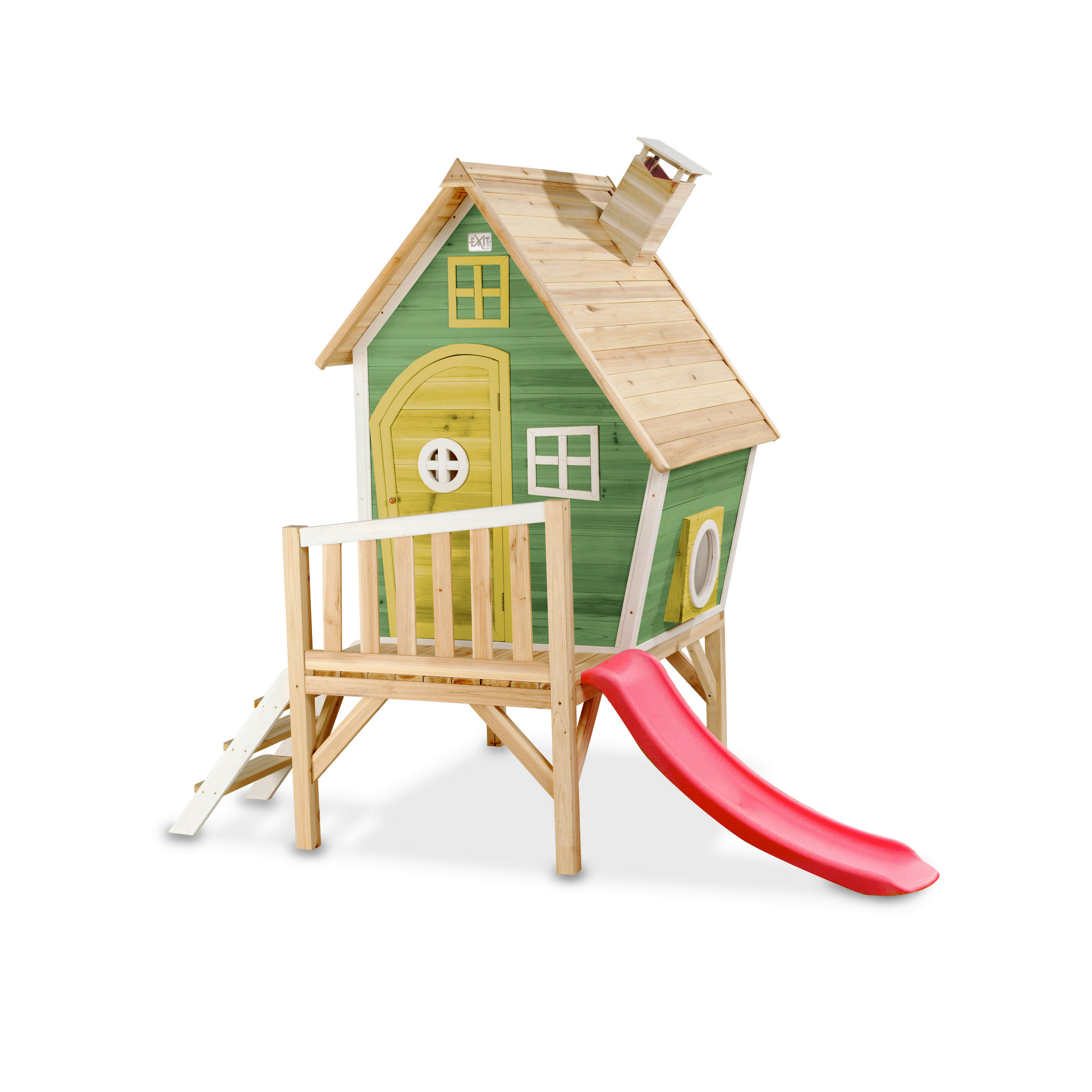 SPIELHAUS  - Rot/Grün, KONVENTIONELL, Holz (246/166/227cm) - EXIT Toys