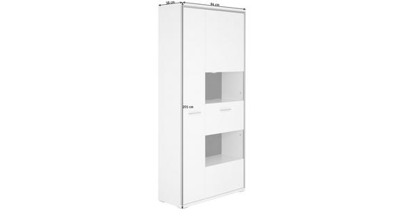 VITRINE in Grau, Weiß, Edelstahlfarben - Edelstahlfarben/Weiß, Design, Glas/Holzwerkstoff (94/201/38cm) - Xora
