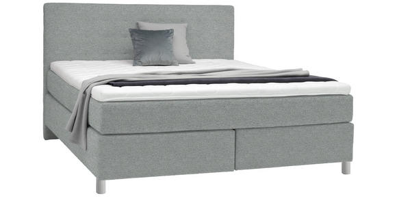 BOXSPRINGBETT 180/200 cm in Grau - Chromfarben/Grau, KONVENTIONELL, Kunststoff/Textil (180/200cm) - Voleo