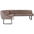 ECKBANK 178/237 cm Webstoff Echtleder Taupe   - Taupe/Schwarz, Design, Leder/Textil (178/237cm) - Novel