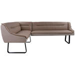 ECKBANK 178/237 cm Webstoff Echtleder Taupe   - Taupe/Schwarz, Design, Leder/Textil (178/237cm) - Novel