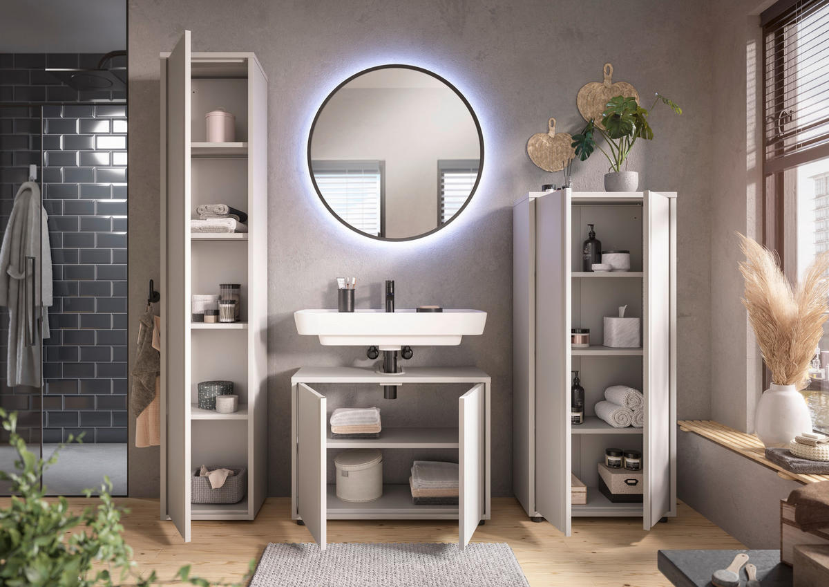 WASCHBECKENUNTERSCHRANK 80/60/33 cm  - Kaschmir/Schwarz, Design, Kunststoff/Metall (80/60/33cm) - home24