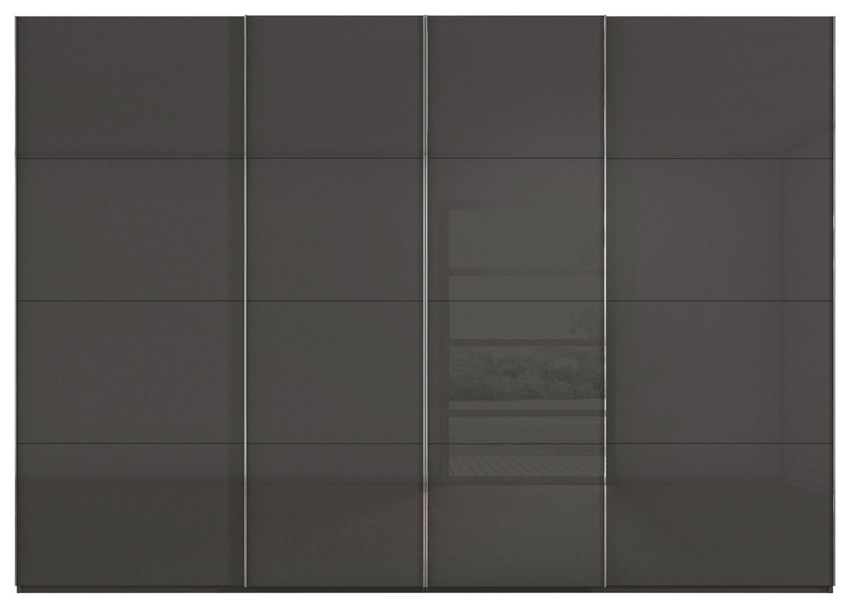 SCHWEBETÜRENSCHRANK 316/235/68 cm 4-türig Graphitfarben, Grau  - Chromfarben/Graphitfarben, Design, Glas/Holzwerkstoff (316/235/68cm) - Novel