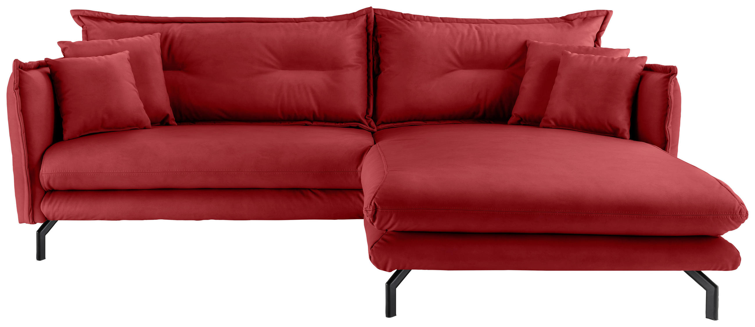 ECKSOFA Rot Lederlook  - Rot/Schwarz, MODERN, Textil/Metall (255/180cm) - Livetastic