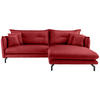 ECKSOFA Rot Lederlook  - Rot/Schwarz, MODERN, Textil/Metall (255/180cm) - Livetastic