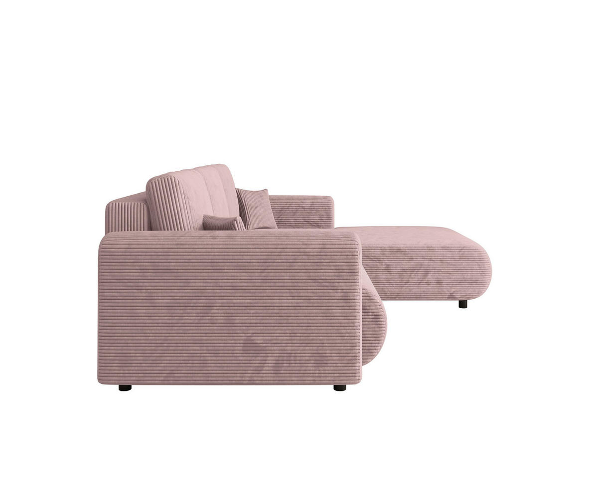 ECKSOFA inkl. Funktionen Rosa Cord  - Schwarz/Rosa, KONVENTIONELL, Kunststoff/Textil (260/200cm) - Xora