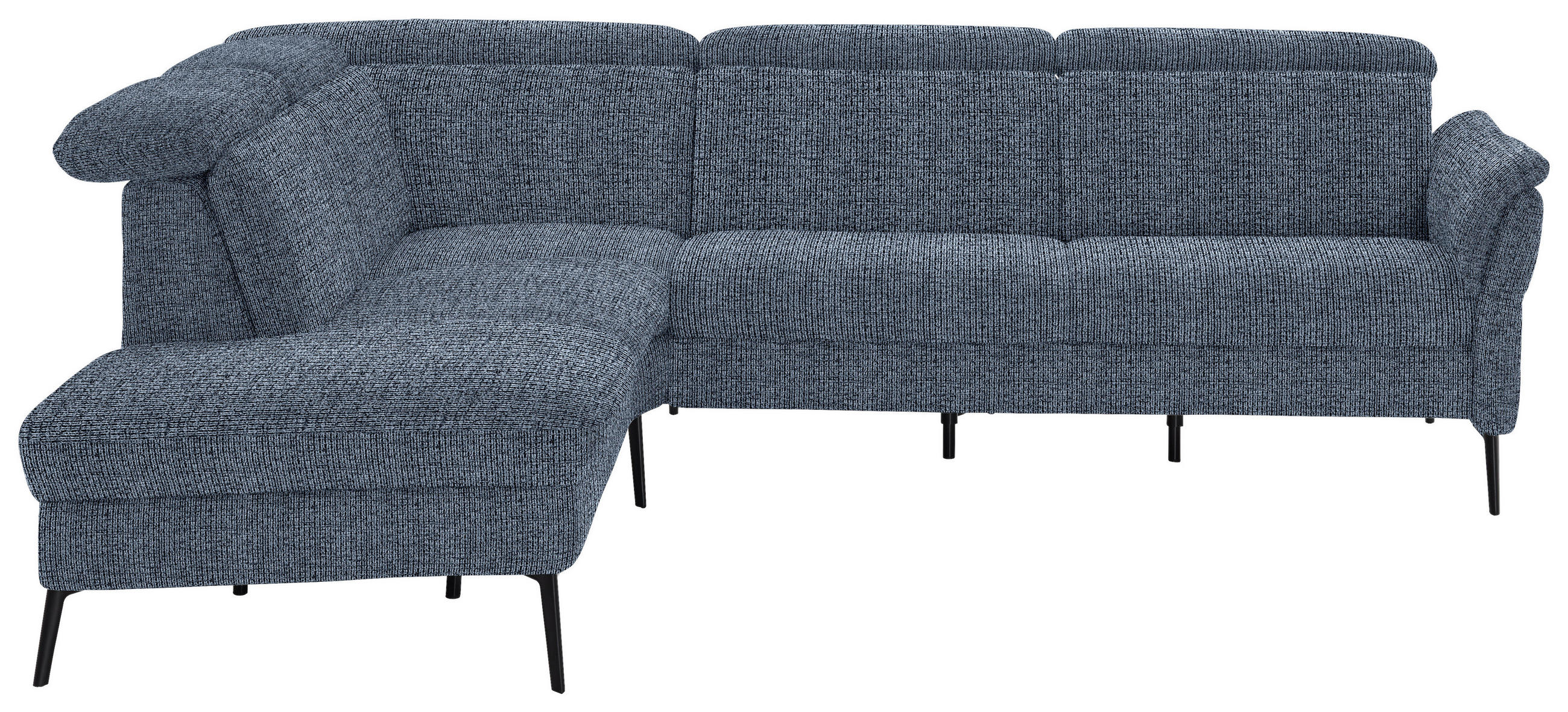 ECKSOFA in Struktur Blau  - Blau/Schwarz, Modern, Textil/Metall (235/275cm) - Cantus