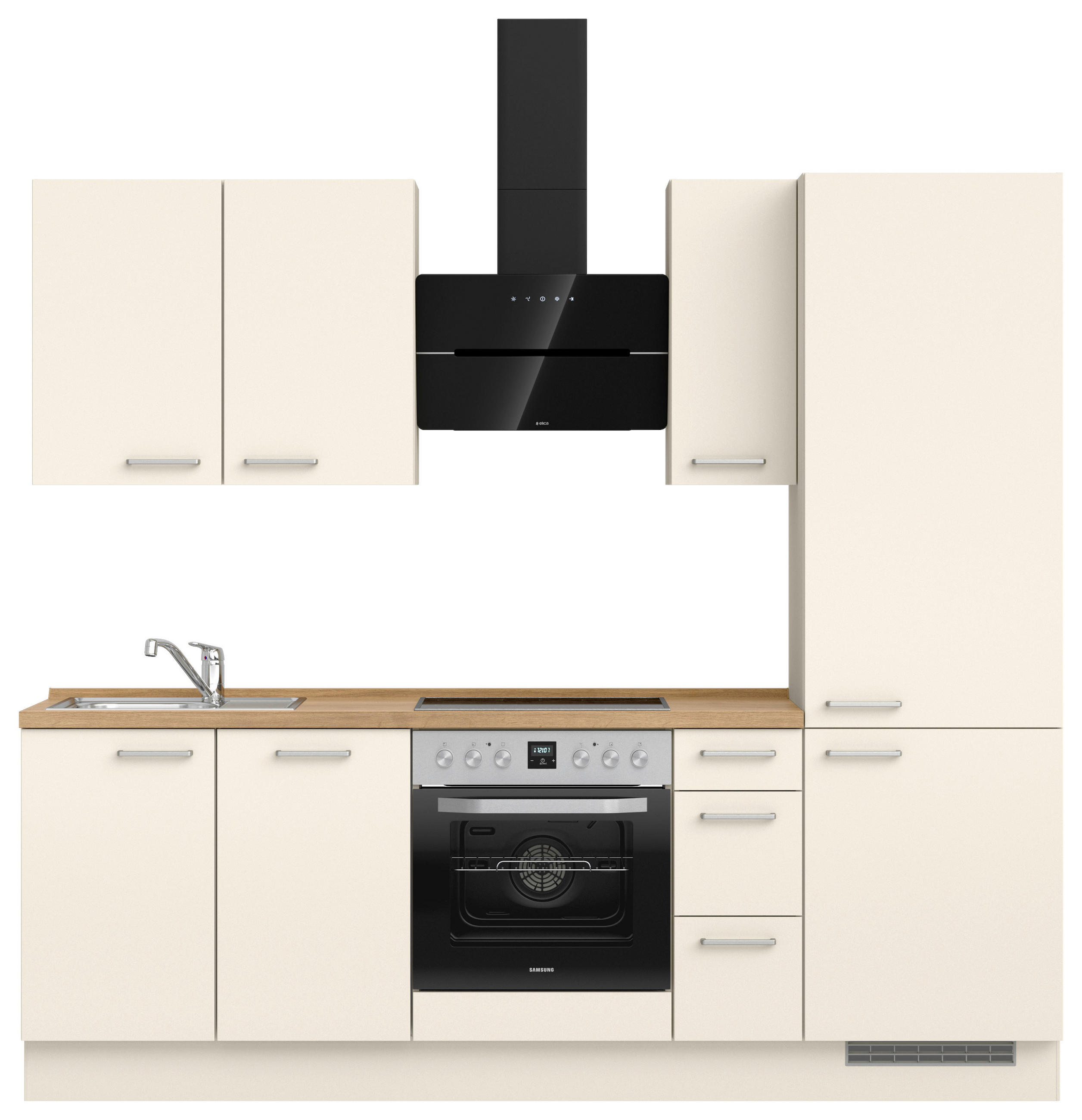 KÜCHENLEERBLOCK 240 cm   in Eichefarben, Magnolie  - Edelstahlfarben/Eichefarben, MODERN, Holzwerkstoff/Metall (240cm) - Nobilia