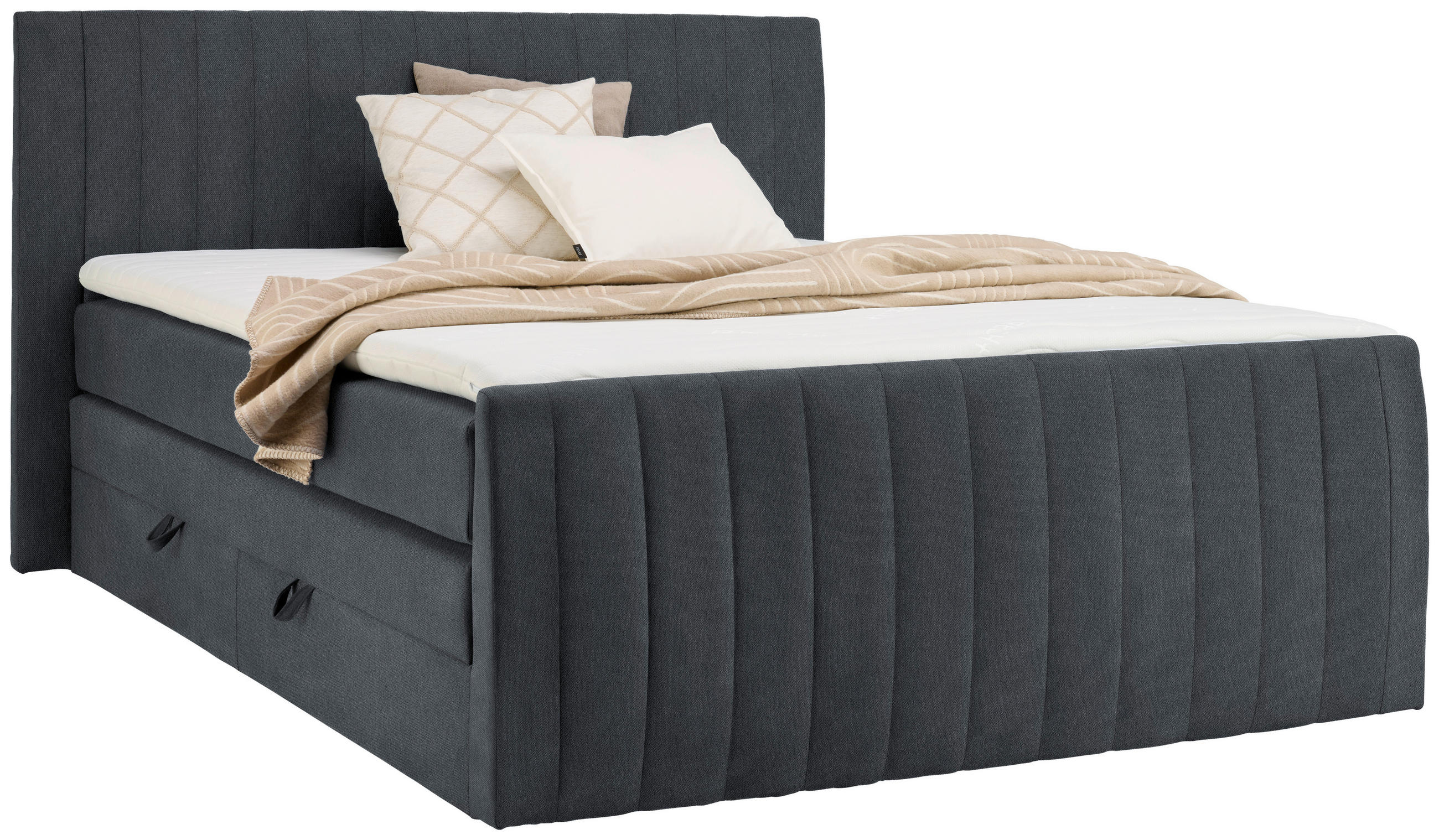 LIT BOXSPRING 160/200 cm  in Dunkelgrau  - Dunkelgrau/Schwarz, Konventionell, Kunststoff/Textil (160/200cm) - Carryhome