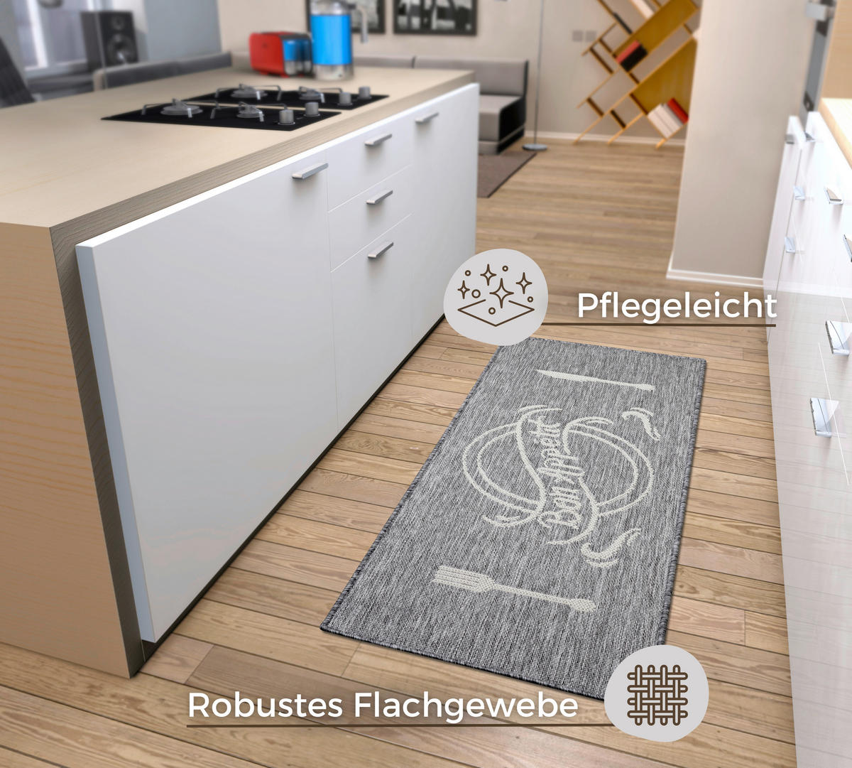 KÜCHENLÄUFER 62/150 cm Cucina Creme, Grau  - Creme/Grau, Design, Kunststoff (62/150cm)