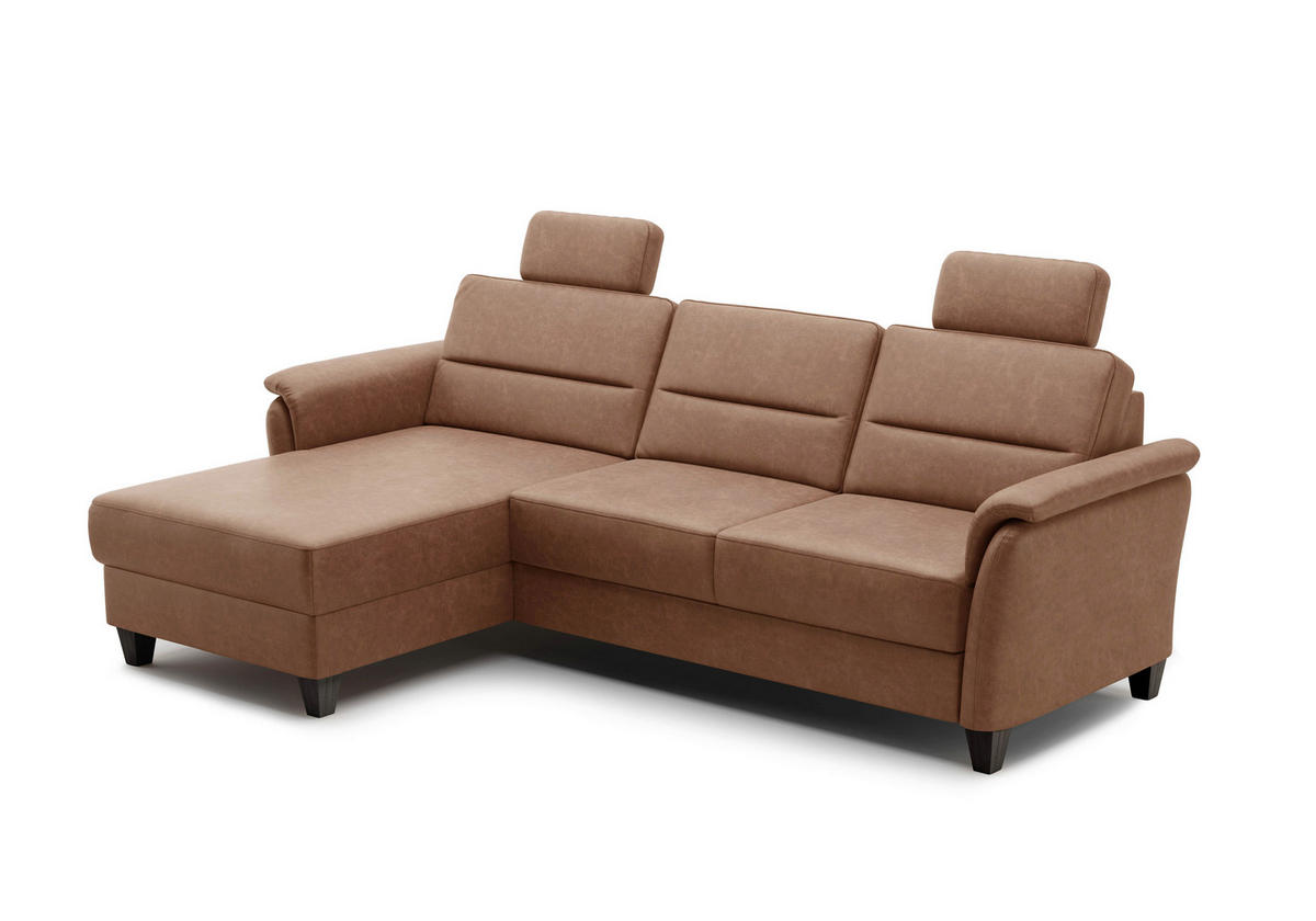 ECKSOFA PALMERA V Cognac Mikrofaser  - Wengefarben/Cognac, KONVENTIONELL, Holz/Textil (163/244cm) - Sit & More
