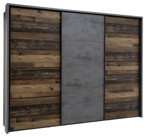 Schwebetürenschrank in Braun, Grau