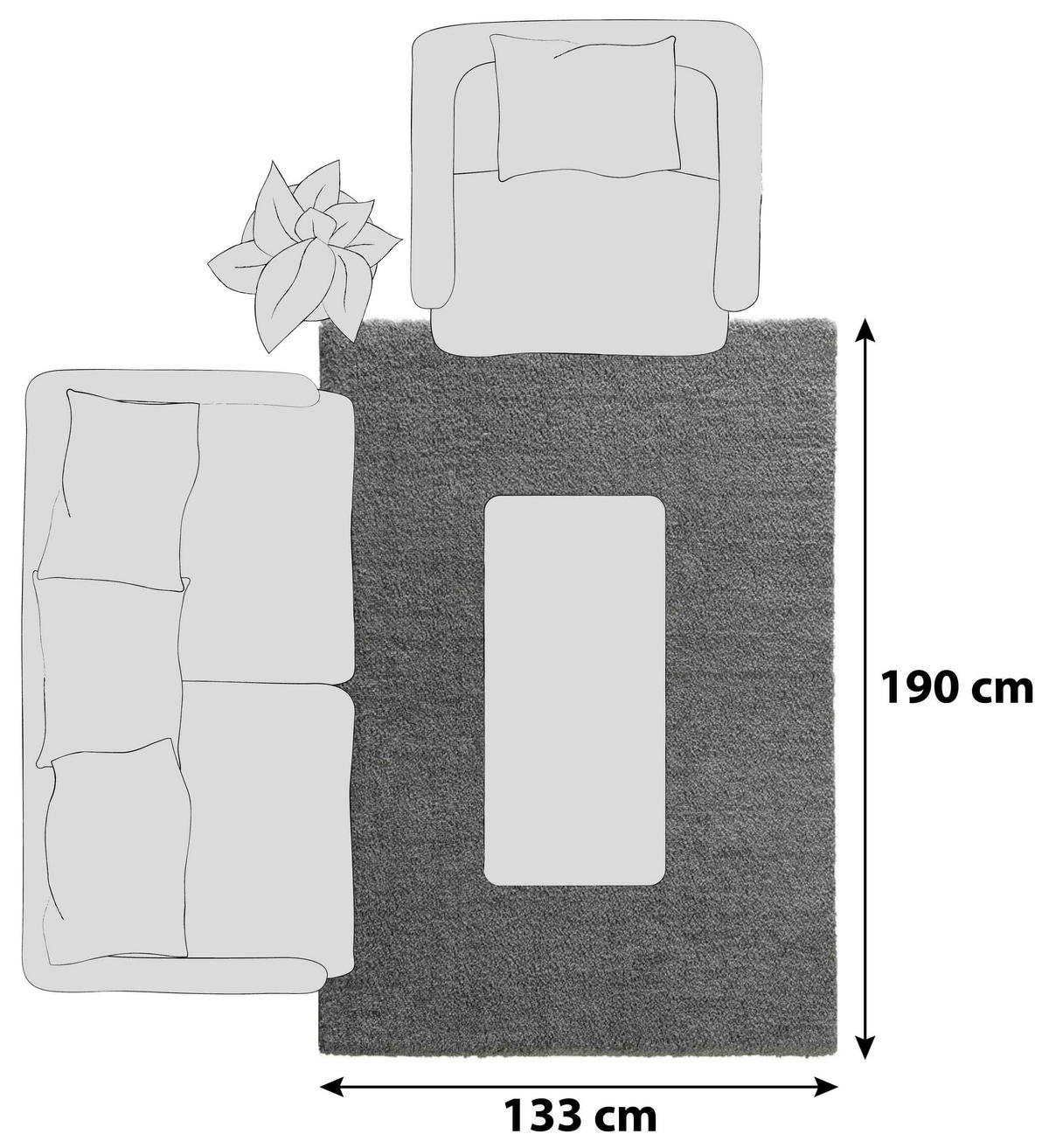 HOCHFLORTEPPICH 133/190 cm New Livorno Grau  - Grau, Basics, Textil (133/190cm)