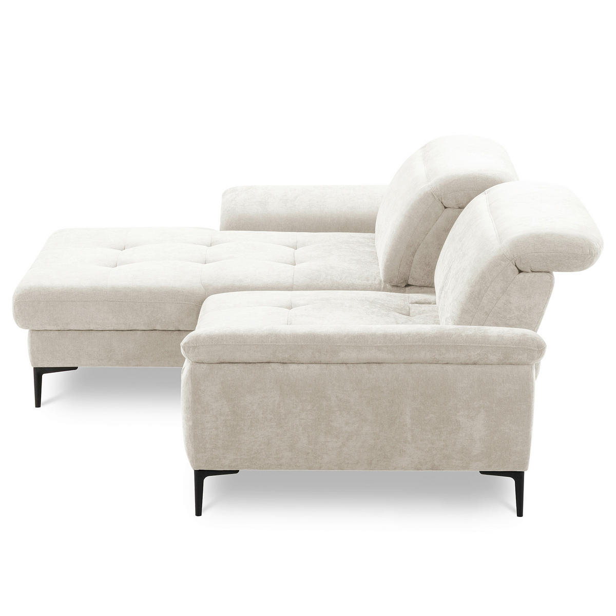 ECKSOFA  Webstoff Creme  - Creme/Schwarz, Design, Textil/Metall (195/268cm) - Livetastic