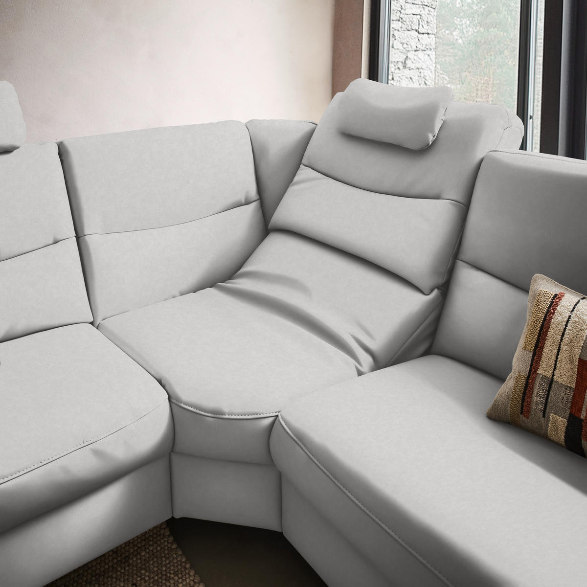 ECKSOFA in Echtleder Weiss  - Weiss/Anthrazit, Design, Leder/Metall (249/280cm) - Himolla Komfortklass