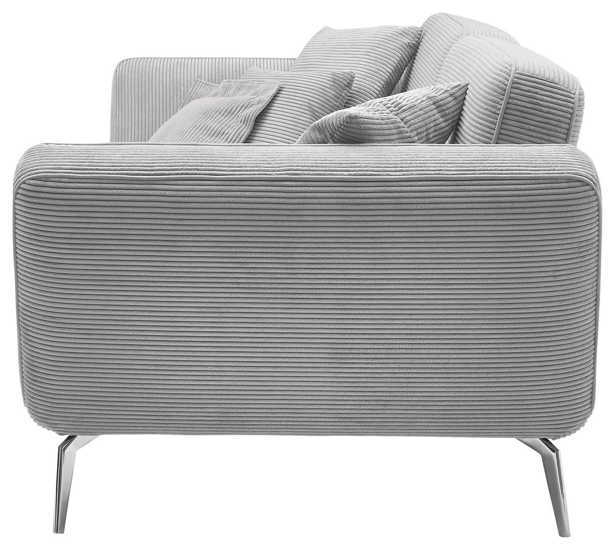 3-SITZER-SOFA Cord Hellgrau  - Chromfarben/Hellgrau, KONVENTIONELL, Kunststoff/Textil (260/90/125cm) - SetOne by Musterring