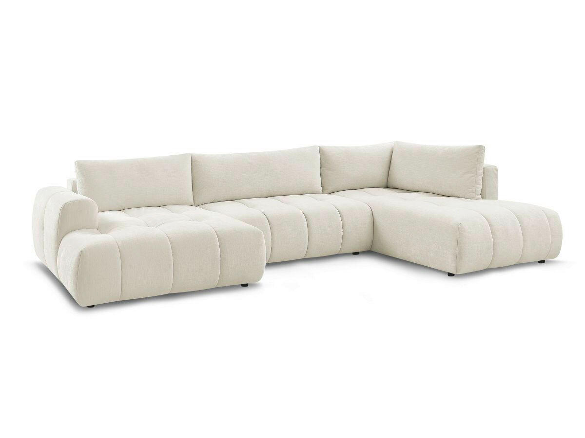 WOHNLANDSCHAFT  FUJI  Beige Leinenoptik  - Beige/Schwarz, MODERN, Kunststoff/Textil (160/377/204cm)
