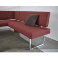 ECKBANK 137/173 cm  in Edelstahlfarben, Bordeaux  - Edelstahlfarben/Bordeaux, Design, Textil/Metall (137/173cm) - Dieter Knoll
