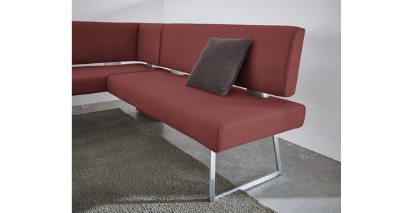 ECKBANK 137/173 cm  in Edelstahlfarben, Bordeaux  - Edelstahlfarben/Bordeaux, Design, Textil/Metall (137/173cm) - Dieter Knoll