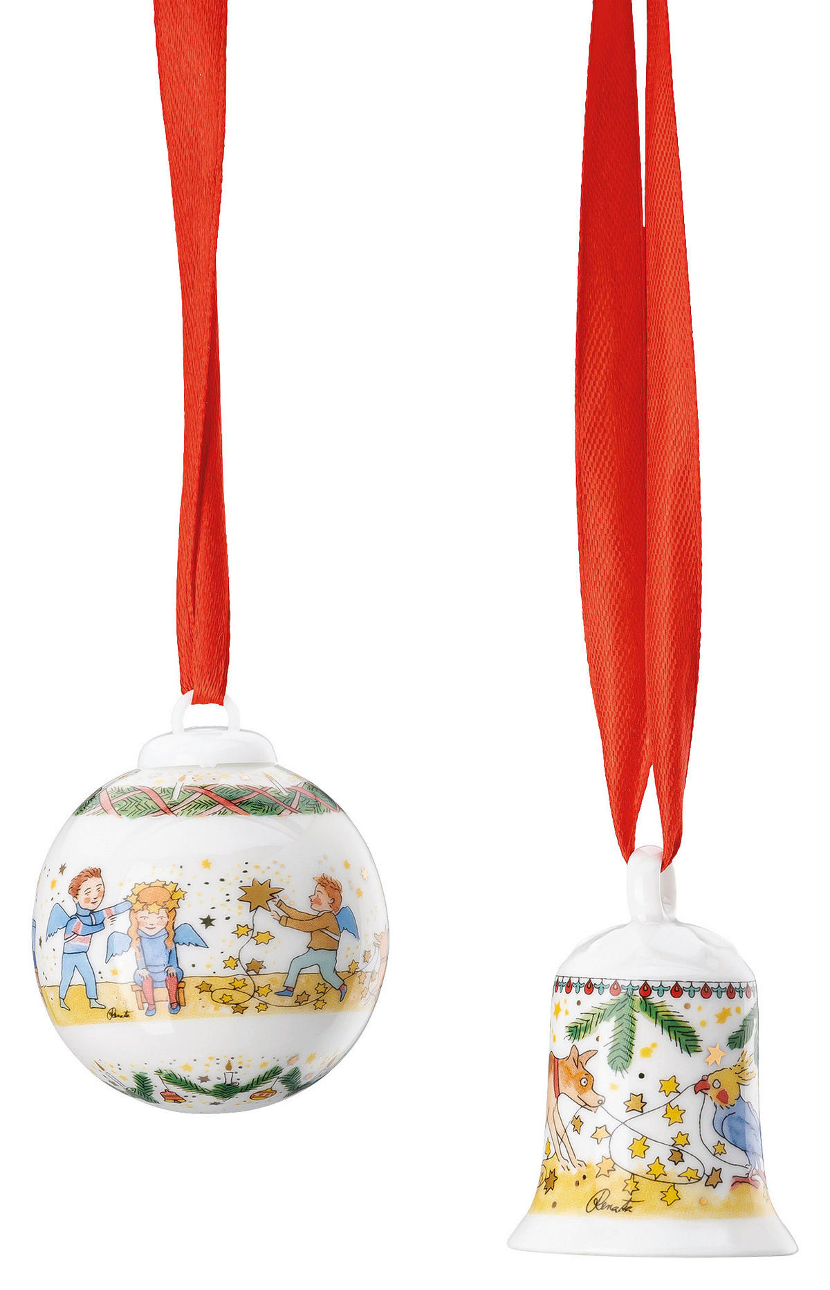 Minikugel und Miniglocke 2024 Weihnachtsleuchten 2024  - Hellgelb/Weiß, MODERN, Keramik - Hutschenreuther