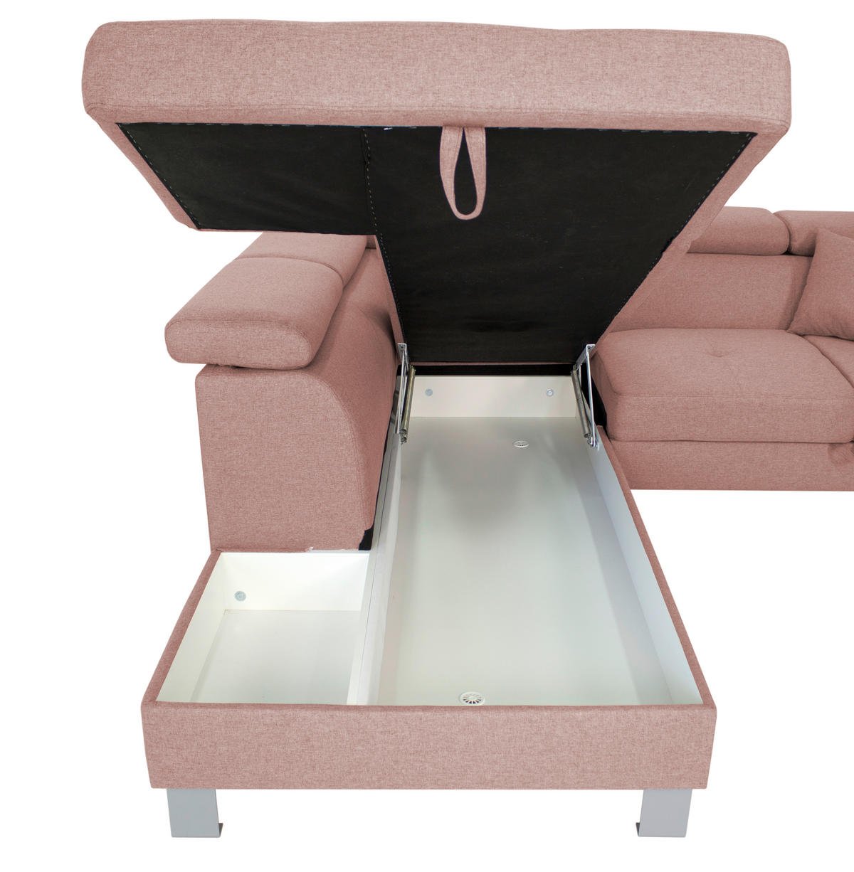 ECKSOFA in Webstoff Hellrot  - Hellrot/Silberfarben, Design, Textil/Metall (226/257cm) - Xora
