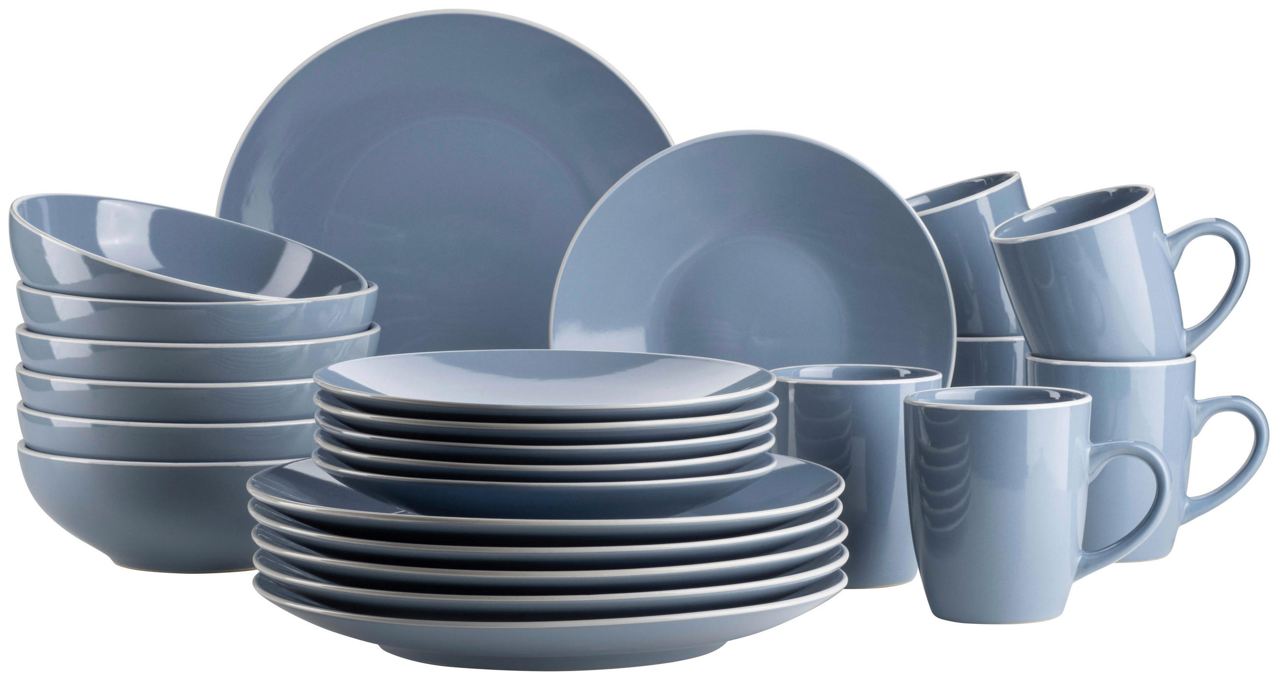 KOMBISERVICE Blau Elissa 24-teilig 6 Personen  - Blau, Basics, Keramik (46,5/33/32cm) - Mäser