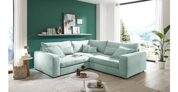 ECKSOFA  Mintgrün Cord  - Schwarz/Mintgrün, KONVENTIONELL, Kunststoff/Textil (248/248cm) - Carryhome
