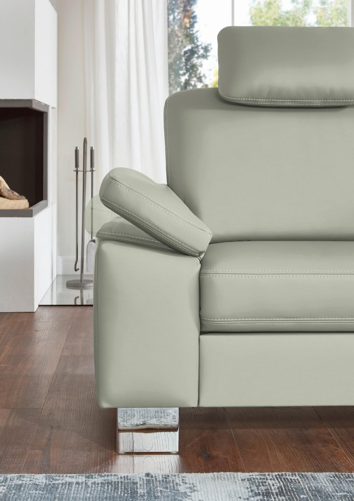 ECKSOFA  in Echtleder Silberfarben  248/235 cm  - Silberfarben/Alufarben, Design, Leder/Metall (248/235cm) - Beldomo Premium