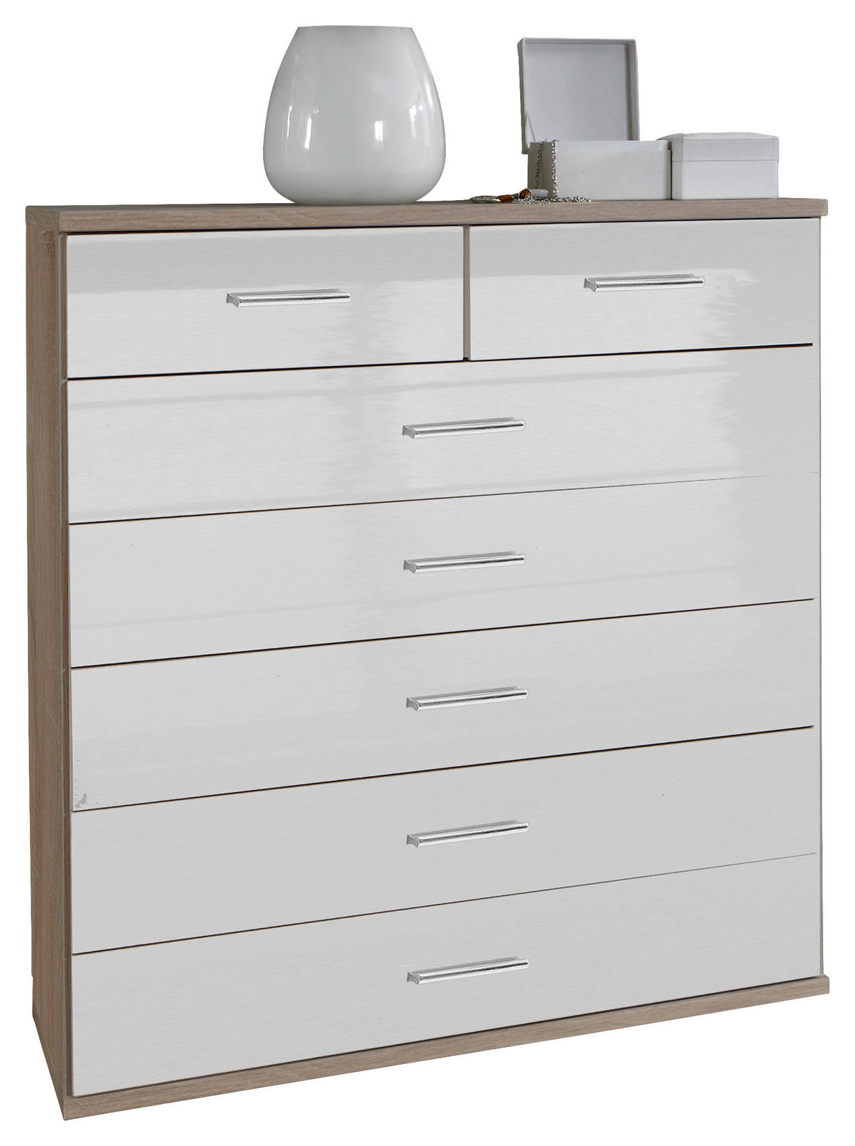 KOMMODE  in 91/103/40 cm  - Chromfarben/Eichefarben, Design, Holzwerkstoff/Kunststoff (91/103/40cm) - Xora