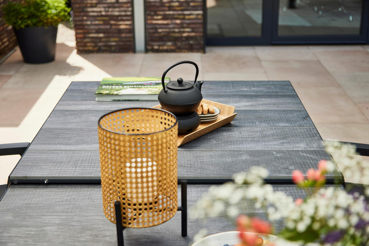 GARTENTISCHGRUPPE Aluminium  - Anthrazit, MODERN, Keramik/Kunststoff (100/88/260cm) - Siena Garden