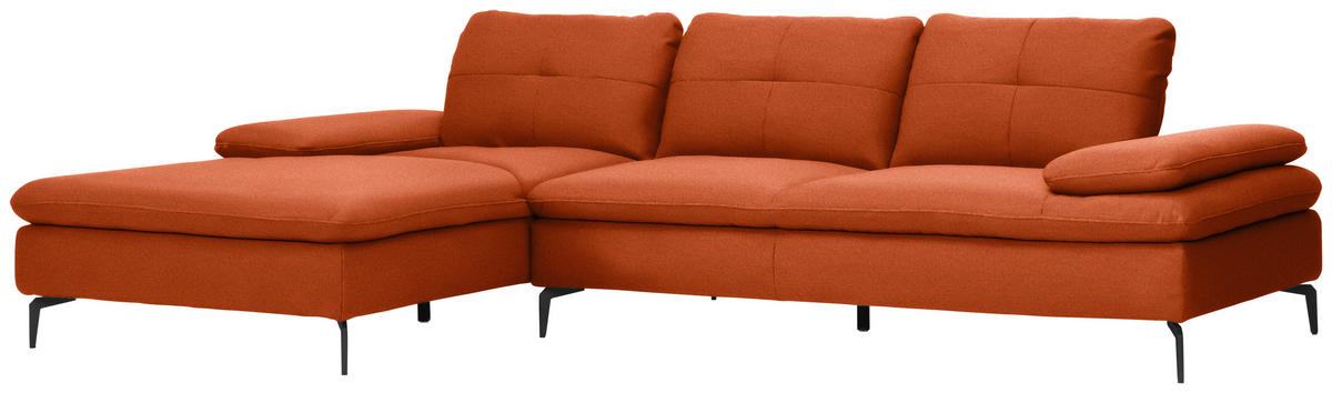 ECKSOFA in Webstoff Terracotta  179/301 cm  - Terracotta/Schwarz, Design, Textil/Metall (179/301cm) - Chilliano